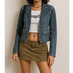 Hot Kiss Y2K Denim Blazer Jacket Sz M